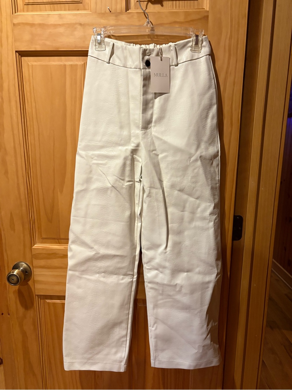 Mulla white high-waisted wide-leg faux leather pants women’s M NWT